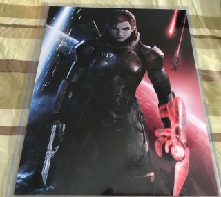 Mass Effect - Femshep Renegade / Paragon 8 " X 10 " Print With Top Loader