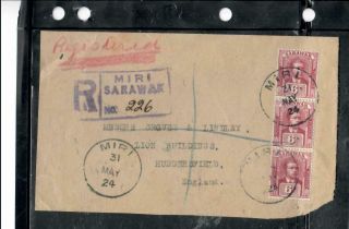 Sarawak Cover (p2912b) 1924 Brooke 6cx3 Cover Front