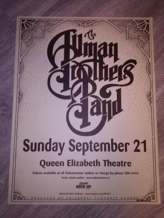 Allman Brothers Band - Very Rare Tour Poster - 15 Yrs Old (18 " X 23 ")
