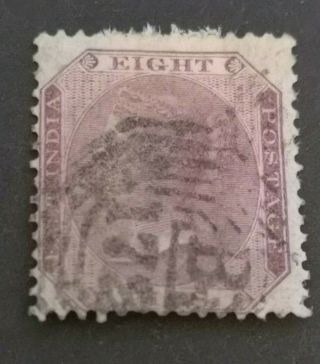 Singapore Cancel B 172 (1860/1) : : Stamp Of India : 8ps Purple/white Used: