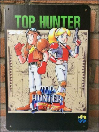 Top Hunter : Roddy & Cathy Rare Metal Wall Tin Sign Arcade Poster Snk Neo Geo