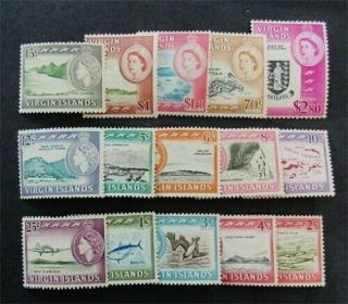 Nystamps British Virgin Islands Stamp 144 - 158 Og Nh $85 D25y1278