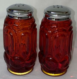 Le Smith Moon & Stars Red 4 " Salt & Pepper Shakers 4251