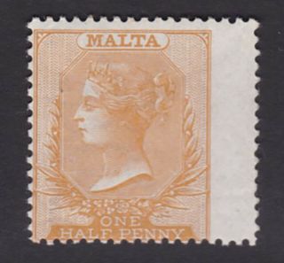 Malta.  1863.  Sg 4,  1/2d Buff.  Crown Cc Wmk.  Very Fine,  Mounted.