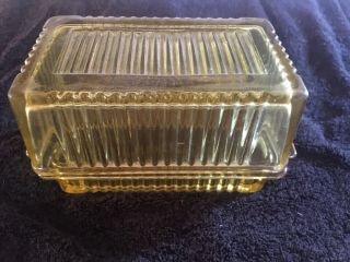 Oversized Covered Ribbed Glass Butter Dish Rustic Farmhouse Vintage Country