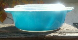 Vintage Pyrex Blue Horizon Pattern Casserole Dish With Lid 471 1 Pint