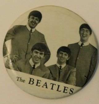 The Beatles Black And White Large Photo Pin Size 3.  5 Inches
