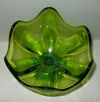 Mid Century Modern Vintage Viking Glass Avocado Green Epic 6 Petal 7 