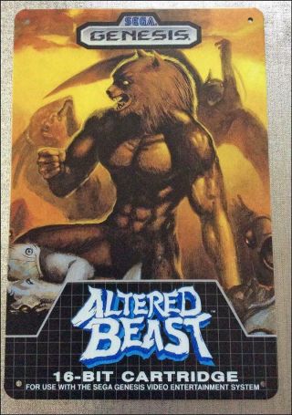 Altered Beast Genesis Retro Metal Tin Sign - Flyer Art Mancave Videogame Poster