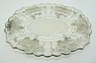 Vintage Sterling Overlay Glass Serving Platter Tray Gorgeous