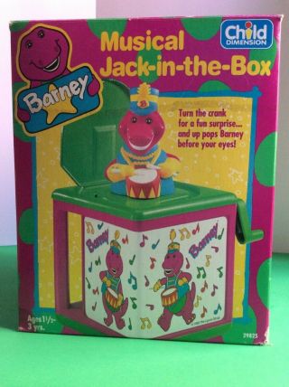 Vintage 1997 Hasbro Barney And Friends Jack In The Box Musical Toy - Music Off Key