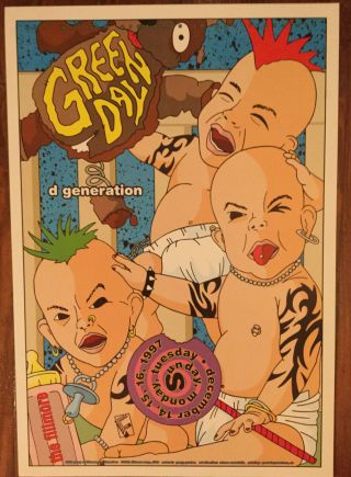 Green Day 1998 Fillmore Sf Concert Gig Poster Gregg Gordon F308 Punk Rock Babies