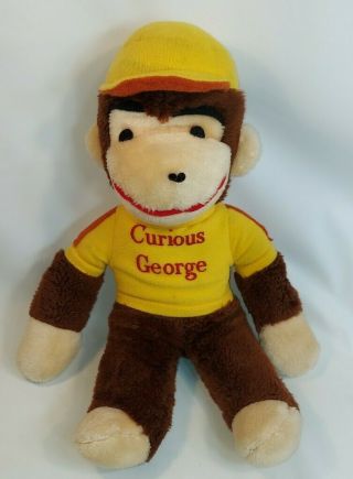 Vintage Knickerbocker 14”curious George Plush Stuffed Animal Monkey Yellow Shirt