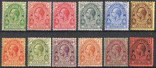 Turks & Caicos Islands Kgv 1913 Set Of Stamps Value To 3 Shillings Lmm