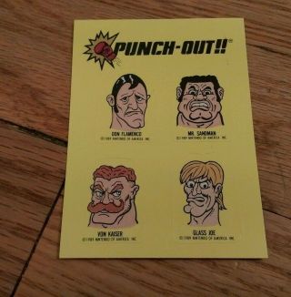 1989 Nintendo Video Game Sticker Punch Out Don Flamenco Mr Sandman Glass Joe