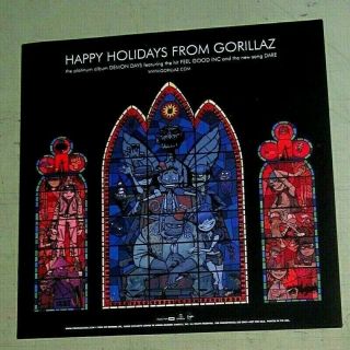 Gorillaz 2005 Happy Holidays Outside Window Static Cling / Sticker 8 " X8 "