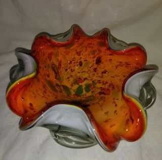 Murano Orange With Gold Flecks Italian Art Glass Bowl/cigar Ashtray