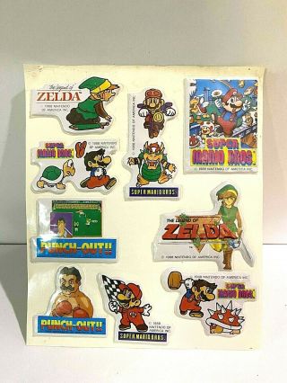 Imperial Toy Corp - 9 Mario Bros.  Puffy Stickers From 1987 - On Card -