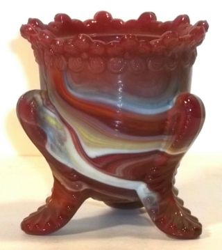Boyd Glass Made in 1984 Bermuda SLAG Forget Me Not Toothpick Holder FUND 2