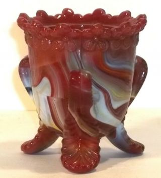 Boyd Glass Made in 1984 Bermuda SLAG Forget Me Not Toothpick Holder FUND 3