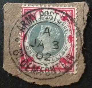 British Field Army Post Offices Boer War 1902 1 Shilling Stamp On Piece