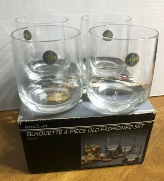 Mikasa Crystal Silhouette 4 - Piece Old Fashined Set Whiskey Glasses