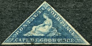 Cape Of Good Hope 1863,  4d Steel Blue " Triangle ",  Sg 19c,  Cv £275