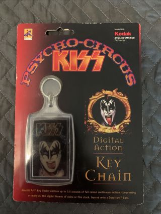 Kiss Band Digital Action Keychain On Card 1999 Psycho Circus