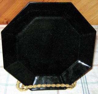 Vintage Set Of 6 Arcoroc France Black Octime Octagonal 7 1/4 Inch Plate