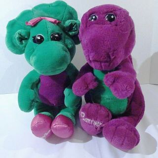 Vintage 1992 Barney The Dinosaur & Baby Bop Plush Stuffed Animal Lyons Group