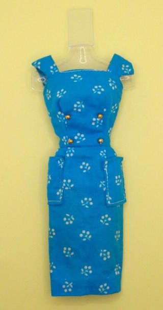 Vintage Barbie Japanese Exclusive Blue Sheath Dress W/ Flowers Rare