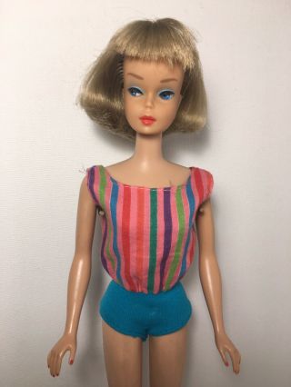 Vintage Barbie Doll American Girl Long Silver Brunette Hair 1070