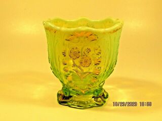 Everglades Antique Northwood Canary (vaseline) Opalescent Glass Spooner C1903