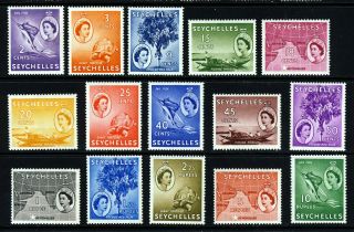 Seychelles Queen Elizabeth Ii 1954 - 61 Part Set With Top Values Sg 174 - 188