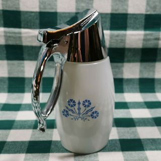Vintage Gemco Corning - Style Blue Cornflower Glass Syrup Dispenser 3