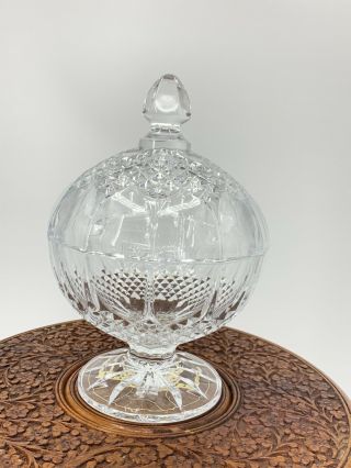 Vintage Crystal Glass Candy Dish With Lid 9 Inch Tall 6 " Wide