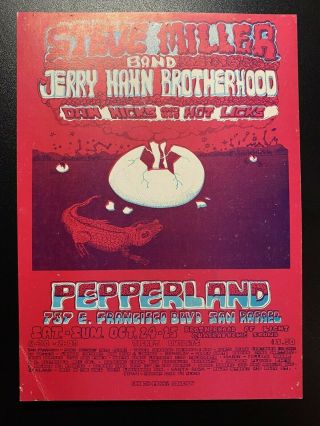 1970 Steve Miller Band/dan Hicks - Pepperland - San Rafael,  Ca - Handbill