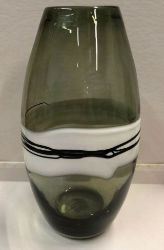 Crate & Barrel Krosno Smoke Morocco Glass Vase Made In Poland