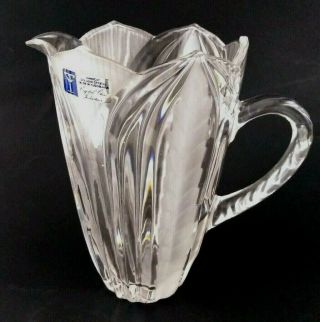 24 Full Lead Crystal Hand Cut Pitcher Vase Yugoslavia Crystal Clear Industries