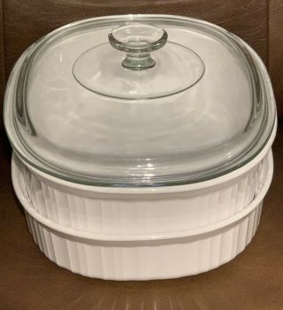 Set Of 2 Corning Ware French White Oval Casserole Dish 1.  6l & 2.  5l W / Pyrex Lid
