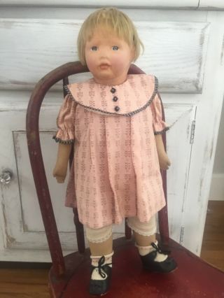 Antique Kamkins Molded Cloth Girl Doll Signed Pat Nov 2 1920
