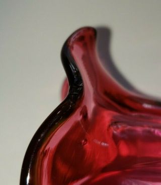 Lovely - Murano Glass Vase - Green/Cranberry/Clear - Hand Blown 7 3/4 
