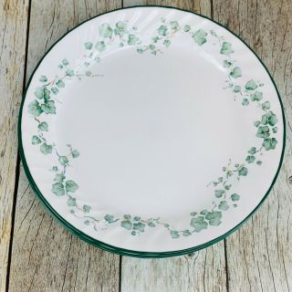 Corelle By Corning CALLAWAY GREEN IVY White Swirl Dinner Plates Set of Four USA 3