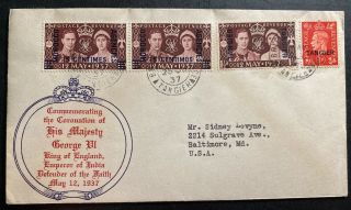 1937 Tanger Morocco British Agencies First Day Cover King George Vi Kg6 To Usa
