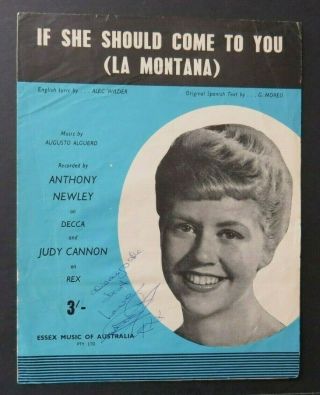 Judy Cannon If She Could Come To You 1960 Sheet Music Hand Signed