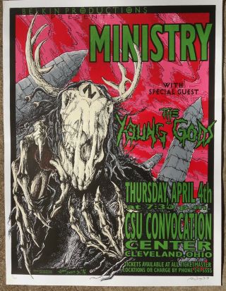 Ministry,  Jaeger 18x24 Concert Poster Ed Ohio Show 4 0f 400 Signed