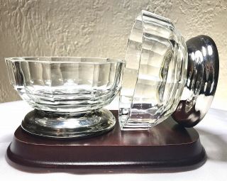 Vintage Pair Godinger Fine Crystal Bowl Silver Plate Base Italy 10 Sided 4.  25 "