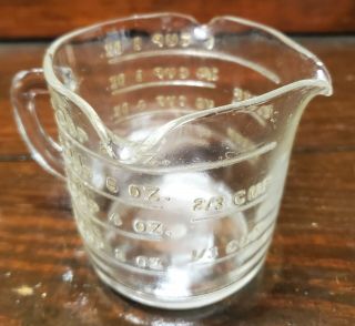Vintage 1 Cup Clear Federal Glass Three Spout Measuring Cup Beaker D Handle Mcm
