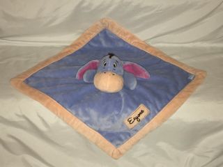 Disney Baby Winnie The Pooh Eeyore Kidsline Security Blanket Lovey Blue Peach