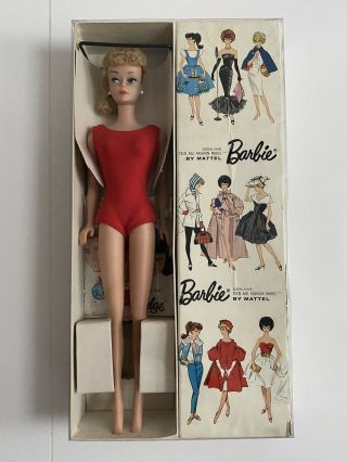 Vintage Ponytal Barbie No.  5 Blonde With Gold Wristag Nrfb